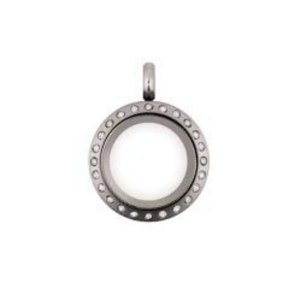 Mini Silver Classic Living Locket with Crystals